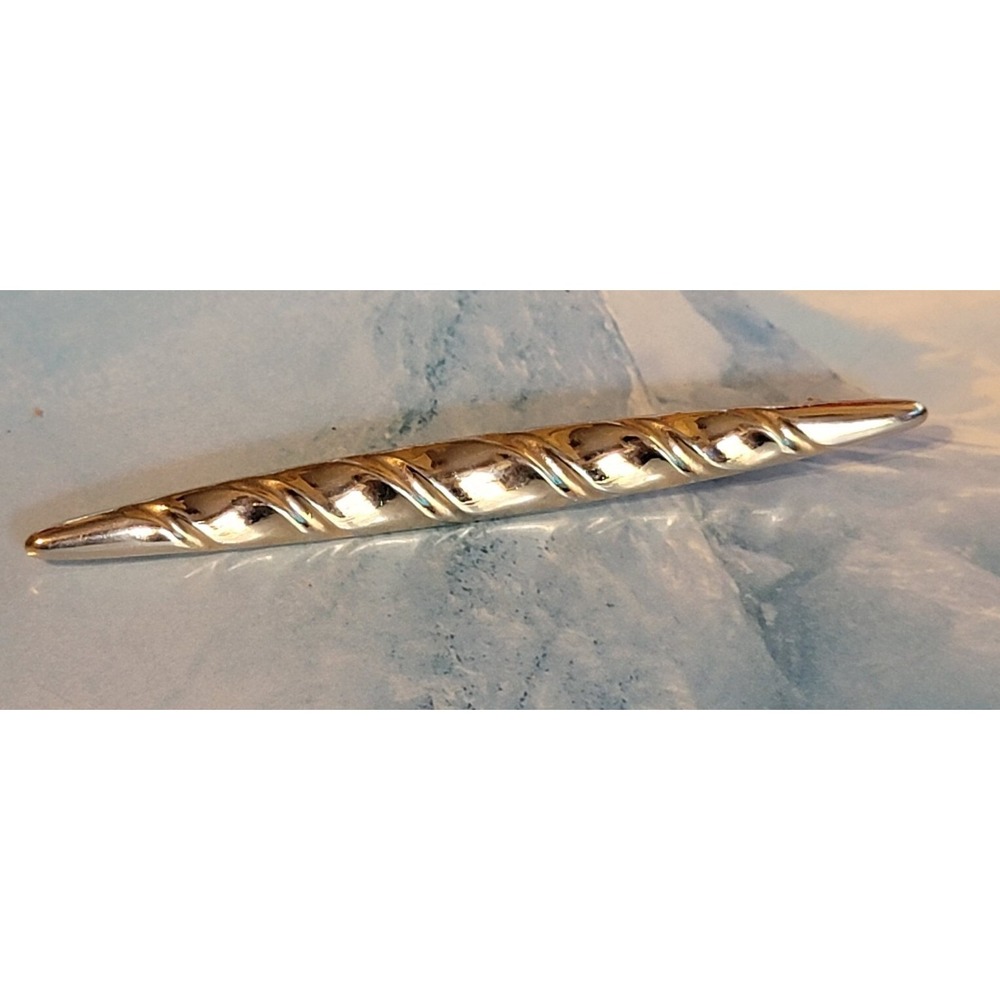 Vintage Gold Bar Pin Cascio Ribbed Brooch Elegant 1980s Retro Jewelry go-47